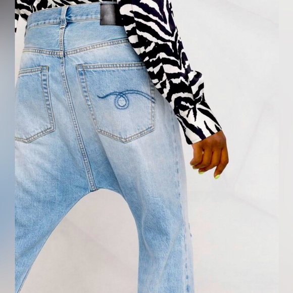 R13 drop crotch cropped distressed jeans sz 25 - Picture 5 of 11